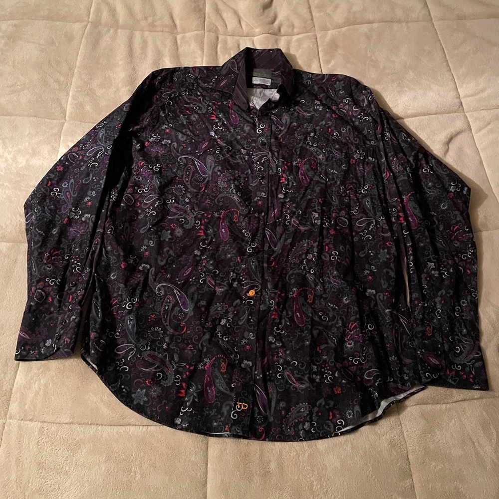 Thomas Dean Argyle Patterned Long-Sleeve Button Down Shirt Men's Size XL